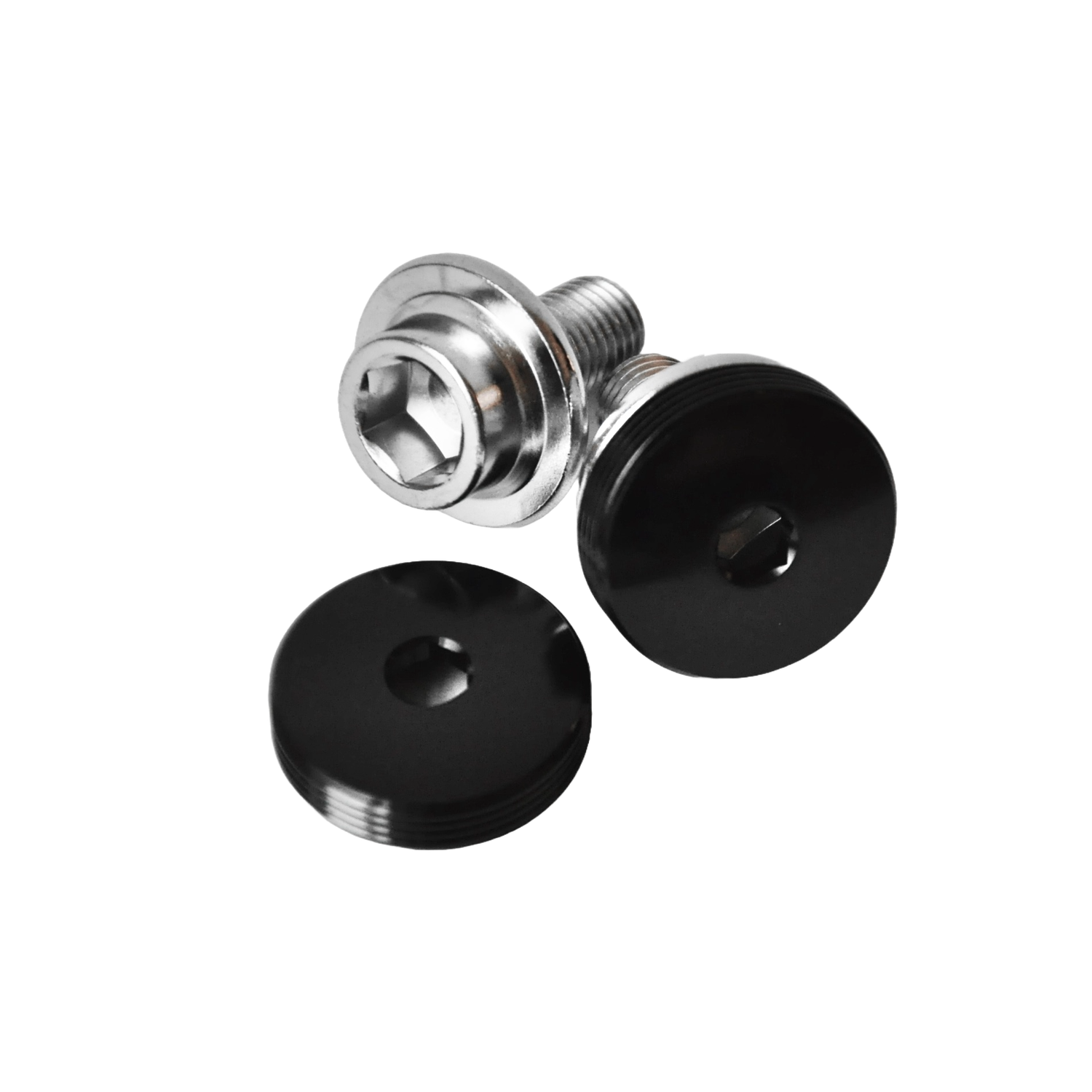 Aluminium Dust Caps mit Kurbelschrauben - schwarz