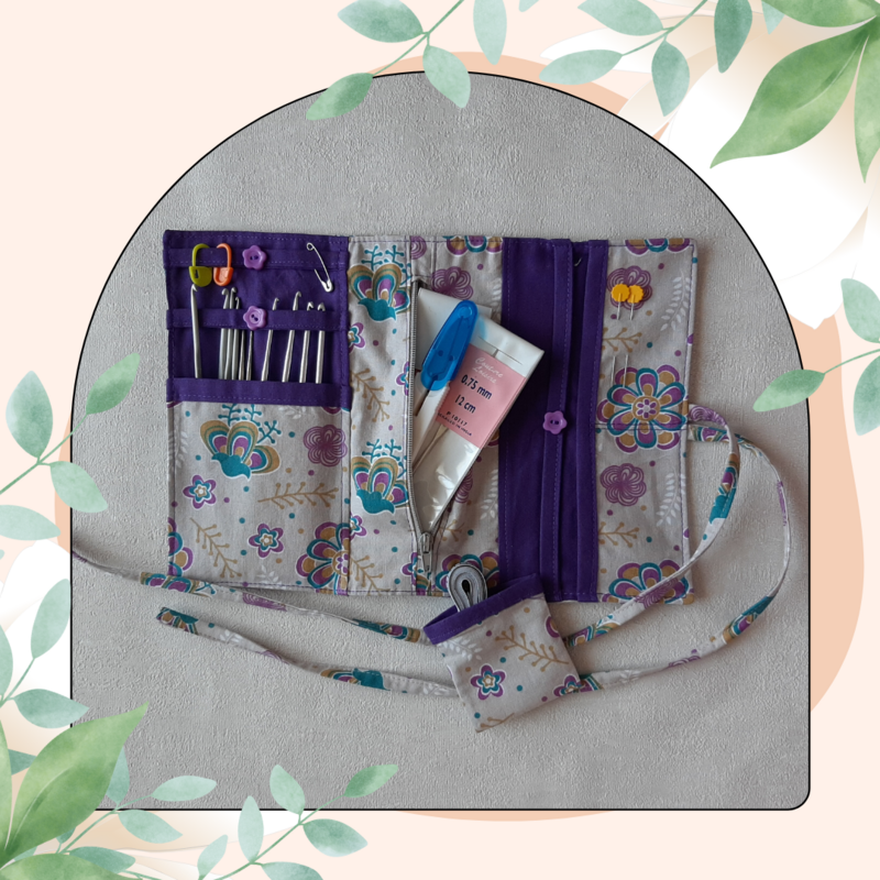 Pochette rangement: violet floral