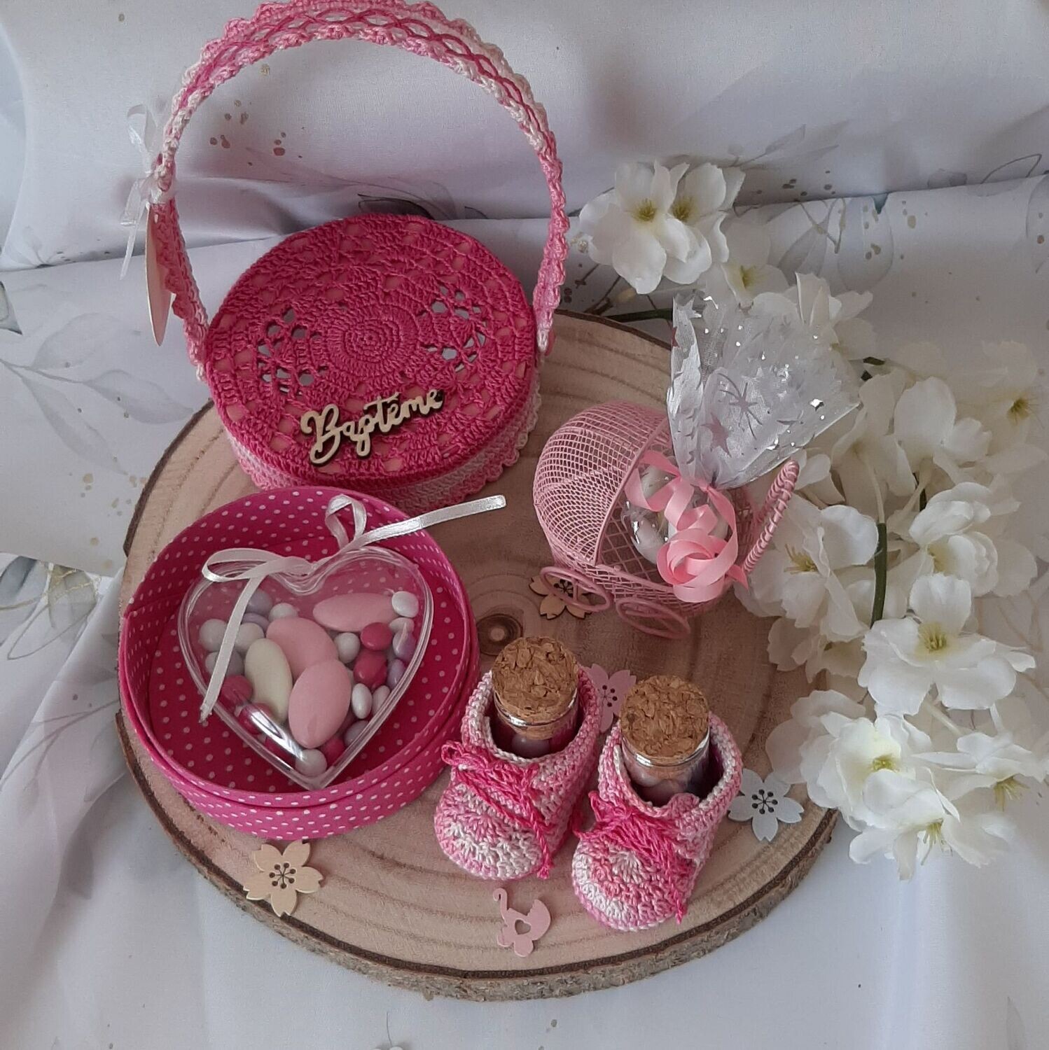 Chaussures bébé et boîte: Althéa (rose)