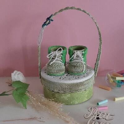 Chaussures bébé et boîte: Olivette (vert)