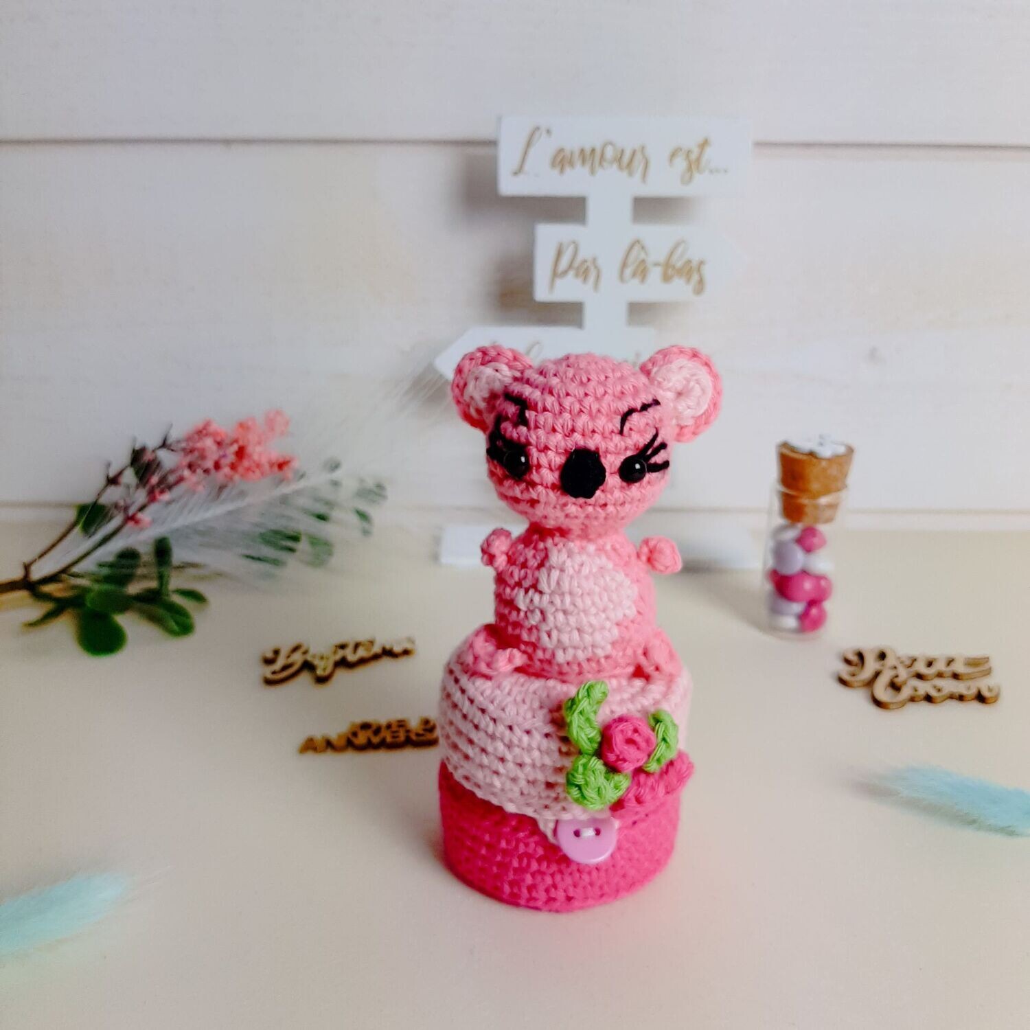 Ourson rose et sa mini boîte