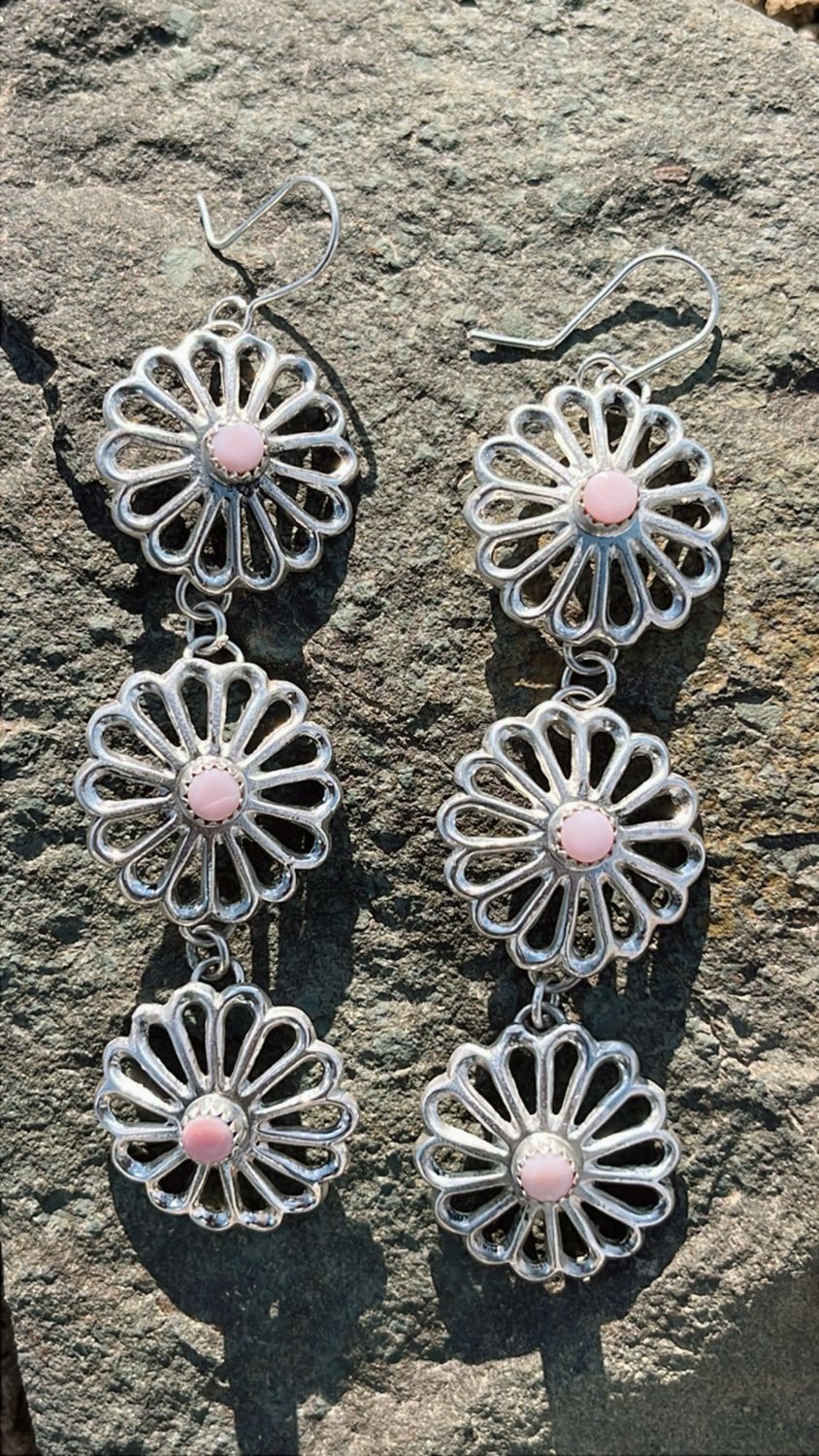 Pink conch dangle earrings