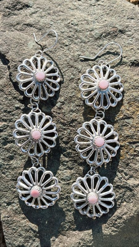 Pink conch dangle earrings