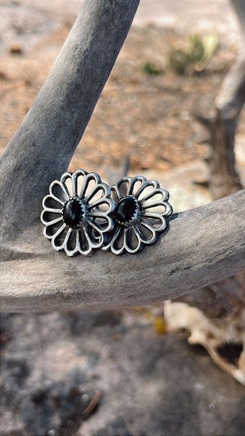 Onyx concho earring