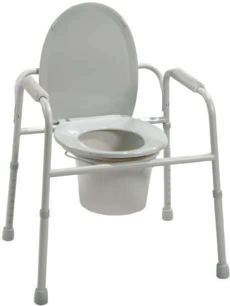 Deluxe All in One Welded Steel Commode with plastic Armrests