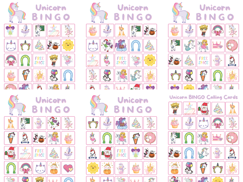 Unicorn Bingo Printable Game