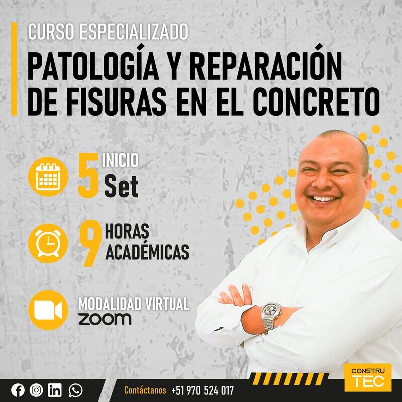 Curso especializado: Patología y reparación de fisuras en el concreto