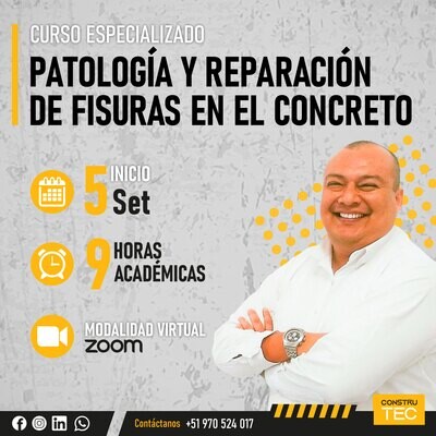 Curso especializado: Patología y reparación de fisuras en el concreto
