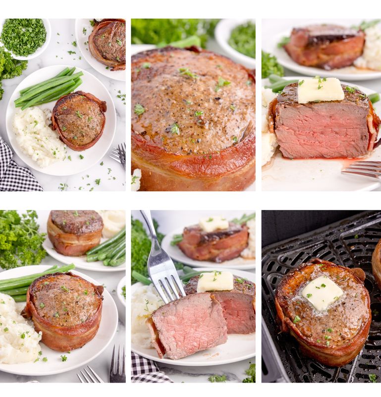 Air Fryer Filet Mignon with Bacon