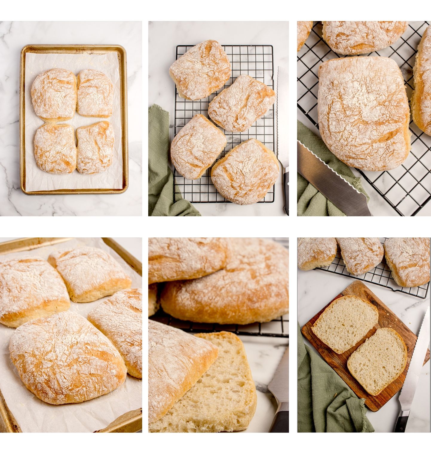 No-Knead Rustic Sandwich Rolls