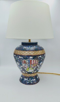 Vintage Qing dynasties enameled temple jar lamp