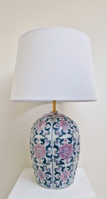Large antique Peonies ginger jar lamp