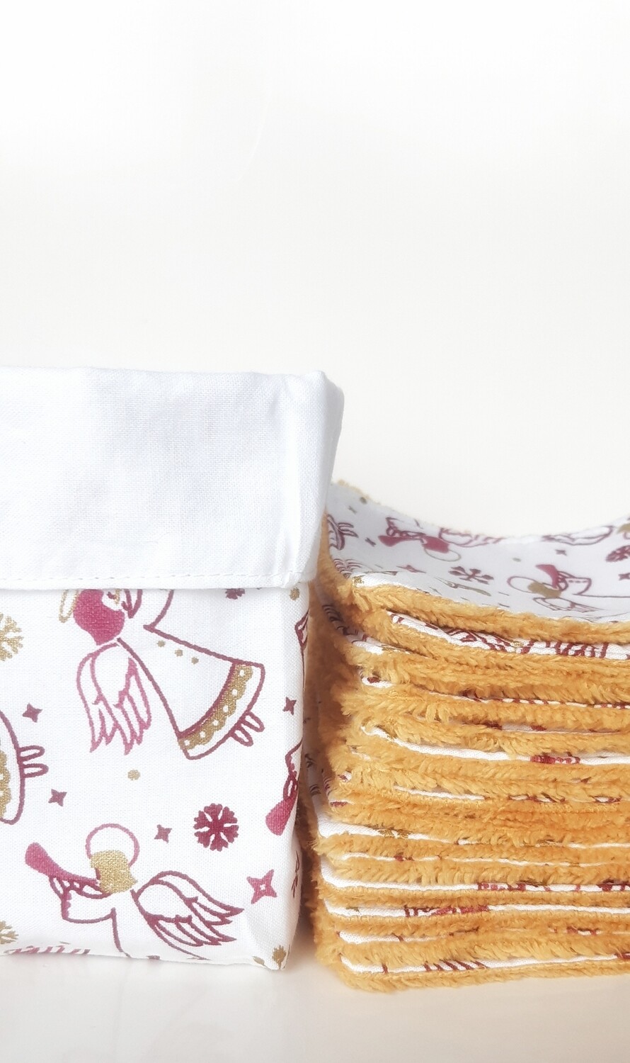 Détails des lingettes lavables  et du panier de rangement– zéro déchet