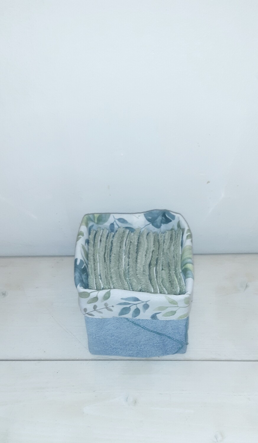 15 lingettes démaquillantes lavables et panier en jean recyclé Fern