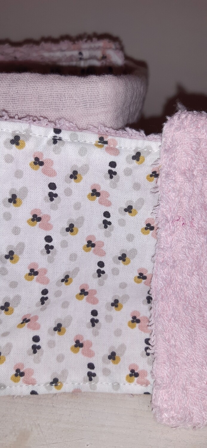 20 lingettes 10 x 10 lavables réutilisables et panier en jean recyclé Puna