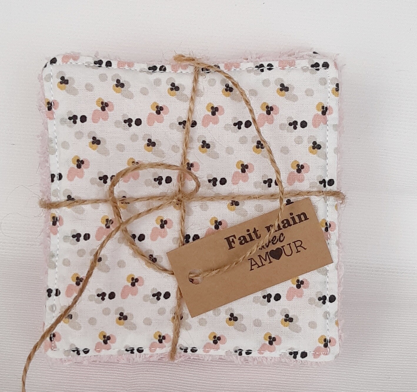 20 lingettes 10 x 10 lavables réutilisables et panier en jean recyclé Puna