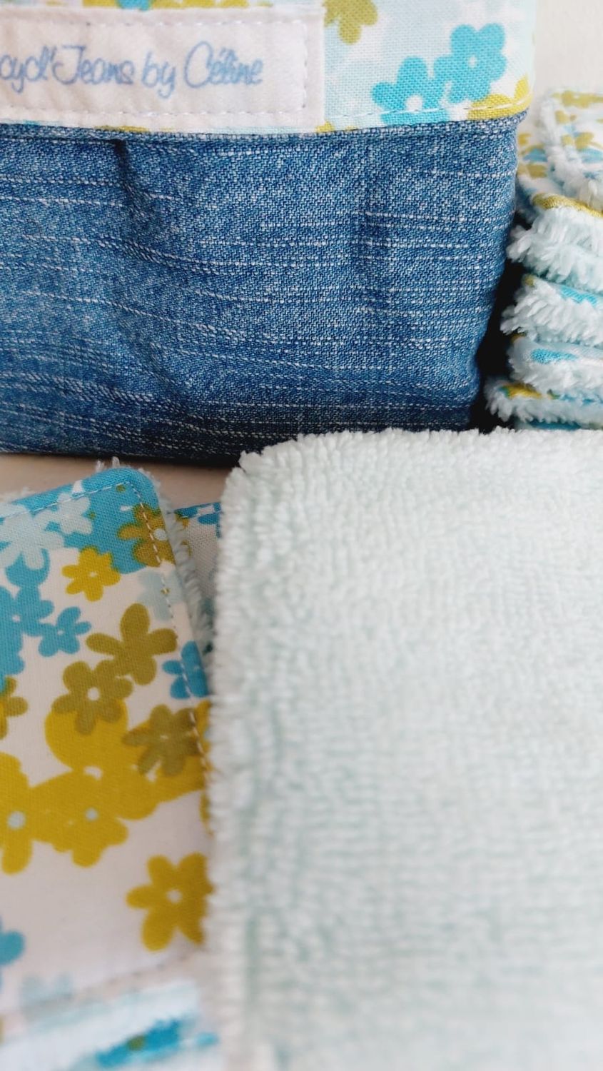 Panier 15 lingettes démaquillantes lavables réutilisabbles Bérangère