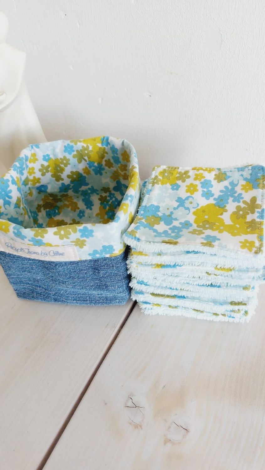 Panier 15 lingettes démaquillantes lavables réutilisabbles Bérangère