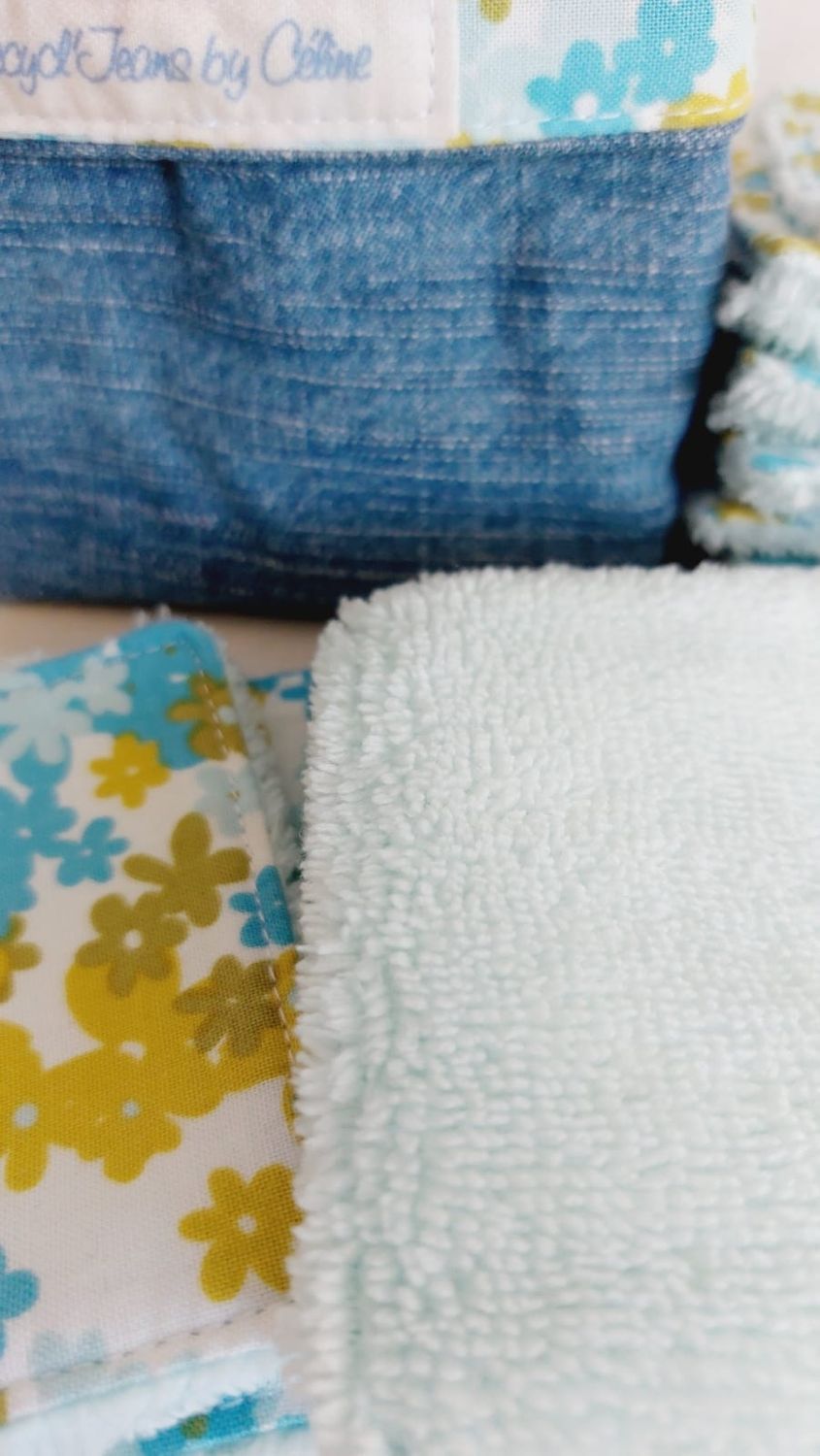 Panier 15 lingettes démaquillantes lavables réutilisabbles Bérangère