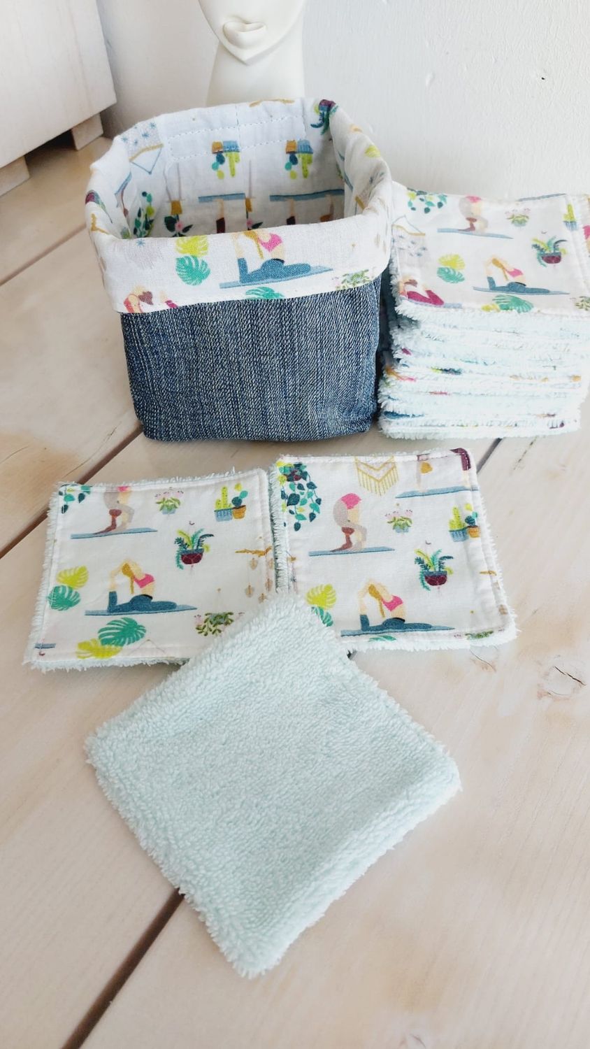 15 lingettes démaquillantes, lavables et réutilisables Yogini