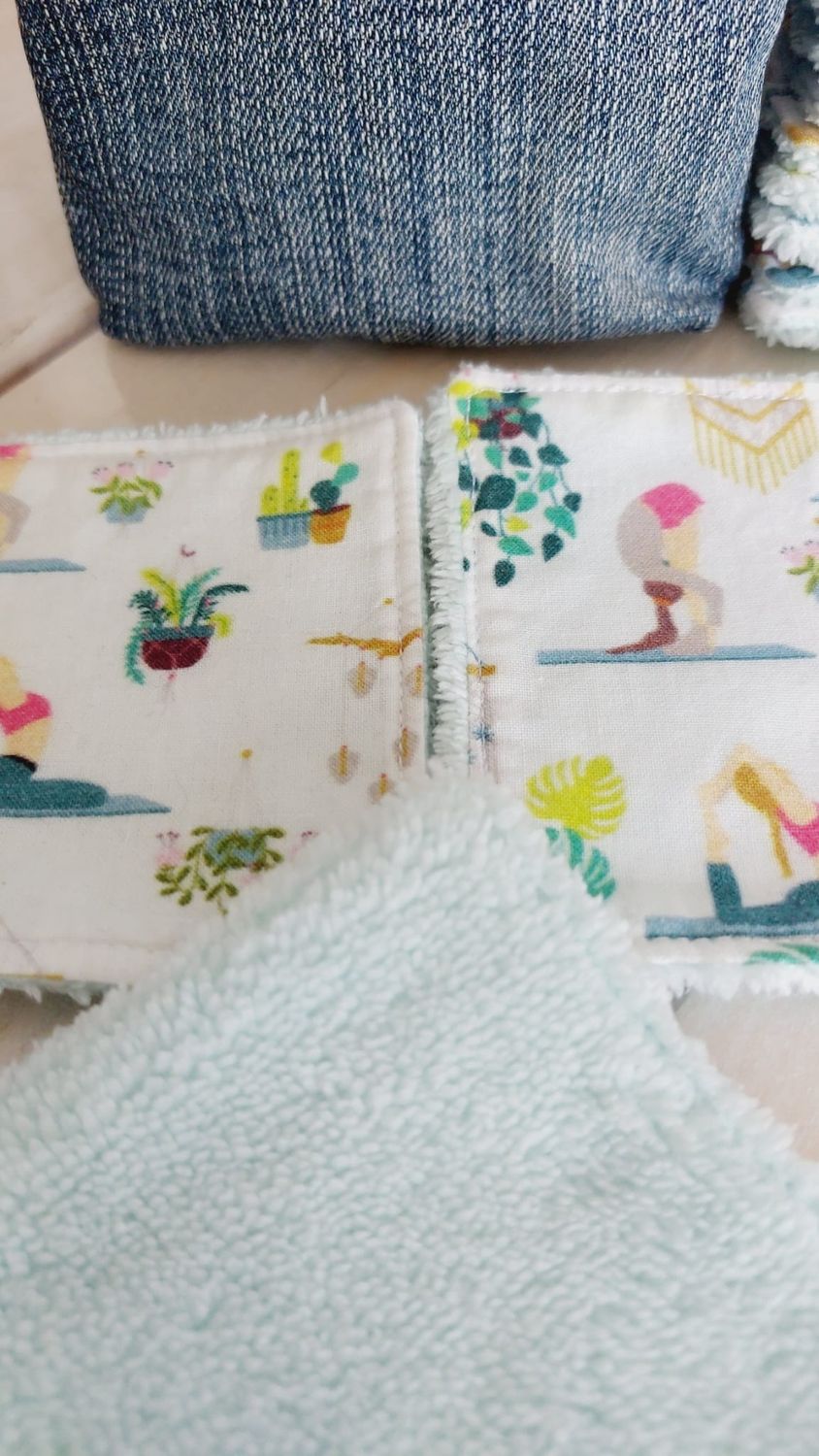 15 lingettes démaquillantes, lavables et réutilisables Yogini