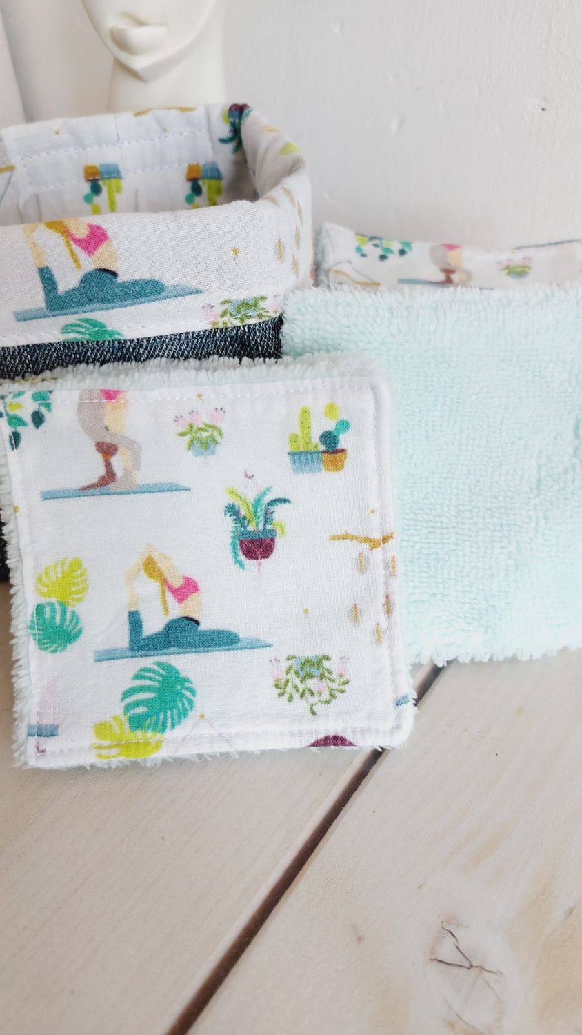 15 lingettes démaquillantes, lavables et réutilisables Yogini