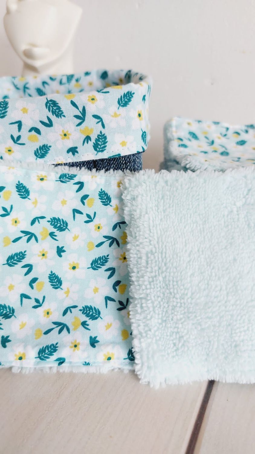 15 lingettes démaquillantes, nettoyantes lavables et réutilisables love grows
