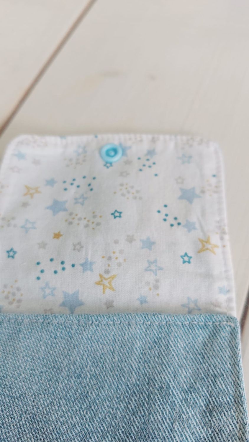Porte-monnaie Stellaire II - doublure coton blanc à motifs étoiles dorées et bleues, vue intérieure