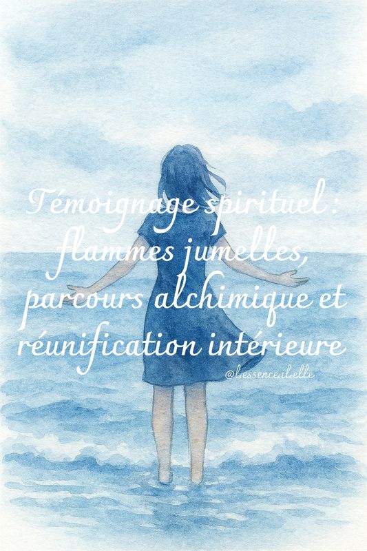Illustration article blog l-essence-il-elle : témoignage spirituel : flammes jumelles, alchimie et réunification intérieure