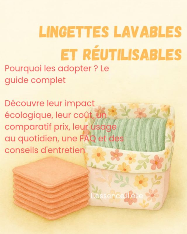 Illustration article de blog l-essence-il-elle / lingettes lavables et réutilisables vs cotons jetables