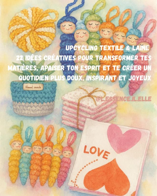 Illustration article blog l-essence-il-elle : upcycling textile et laine 22 idées créatives pour transformer tes matières 