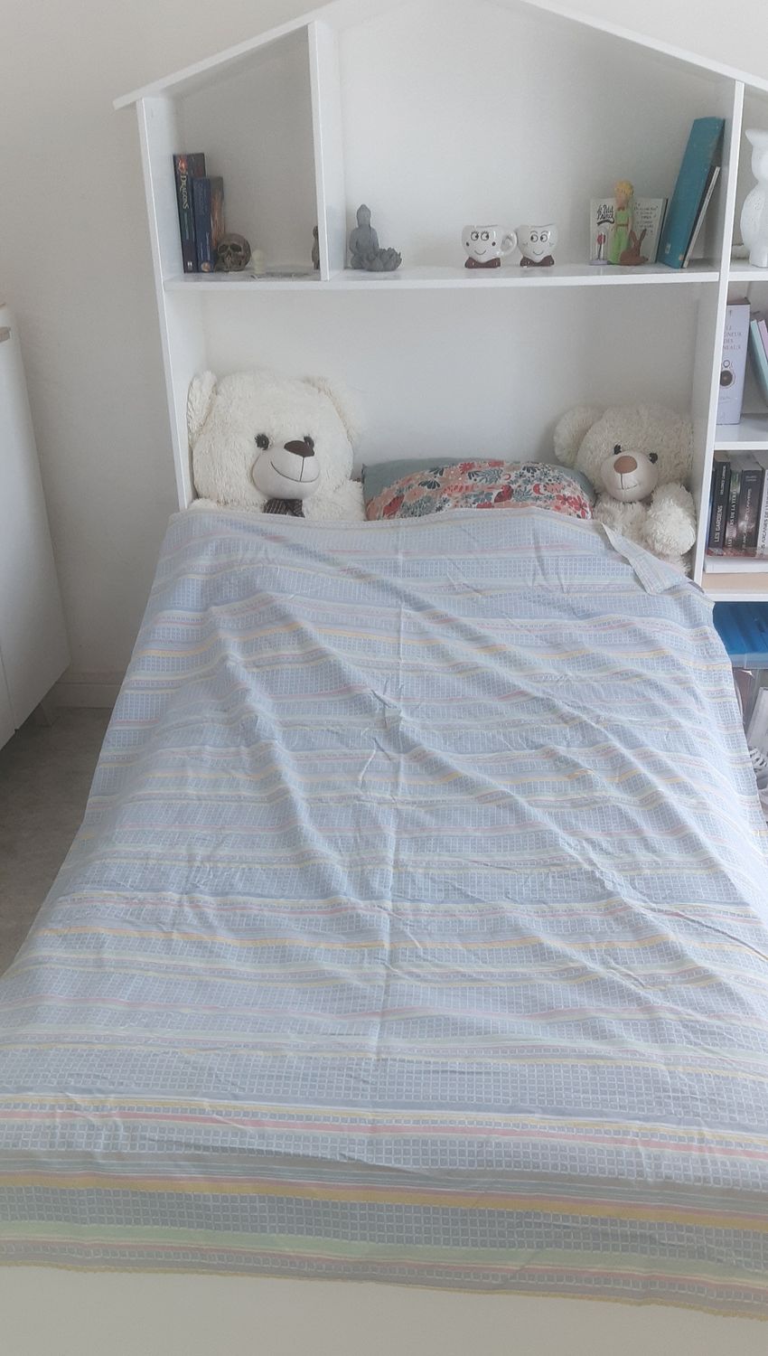 Création artisanale Mosaïque – vue d’ensemble de la housse de couette avant revalorisation textile