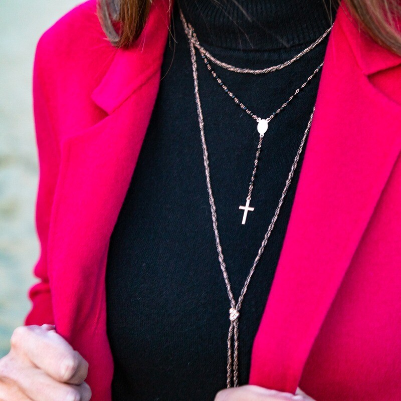 Rosario rosato crist neri