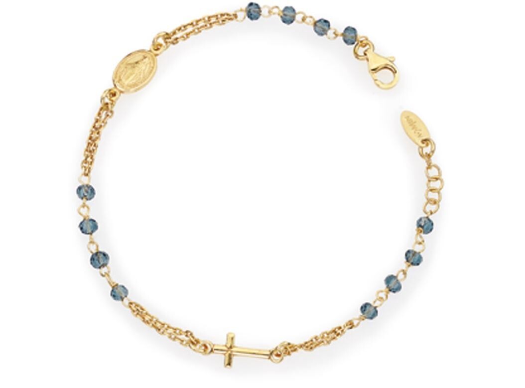 Bracciale Rosario E Cristalli Blu Oro