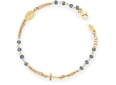 Bracciale Rosario E Cristalli Blu Oro