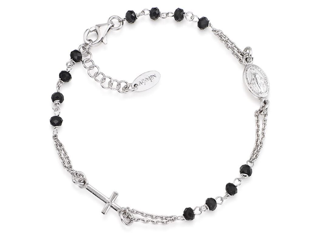Bracciale Rosario E Cristalli Neri