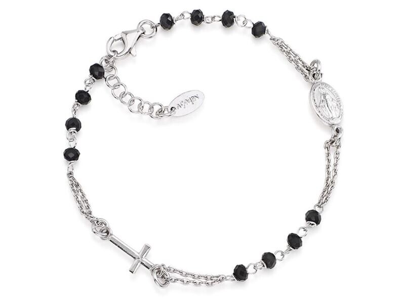 Bracciale Rosario E Cristalli Neri