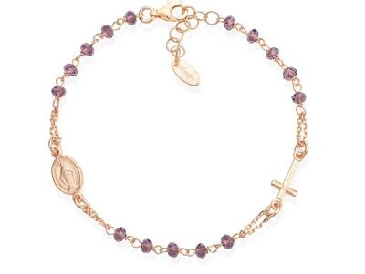 Bracciale Rosario E Cristalli Vinaccia Rosè