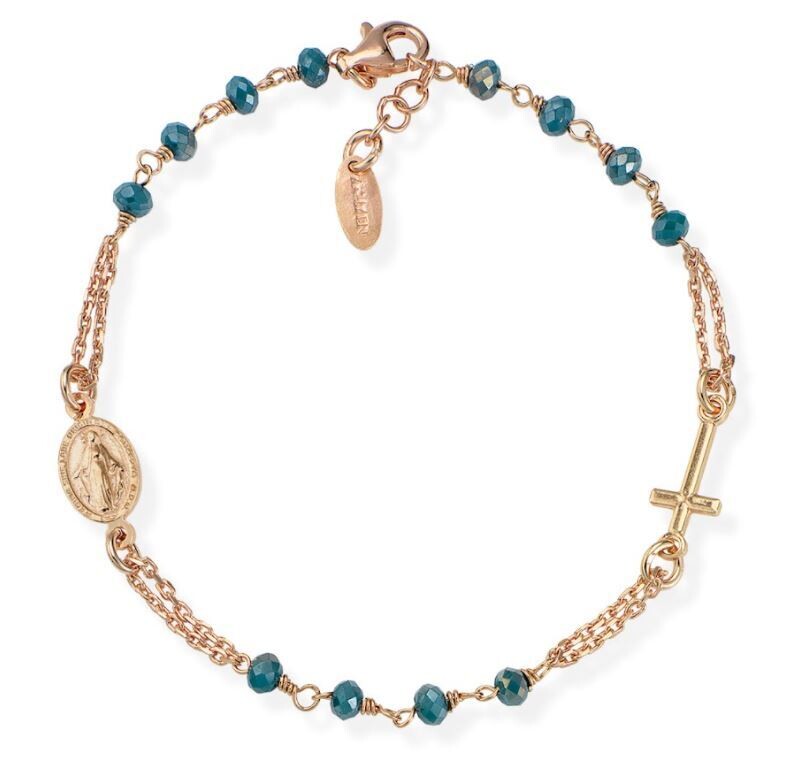 Bracciale Rosario E Cristalli Petrolio Rosè