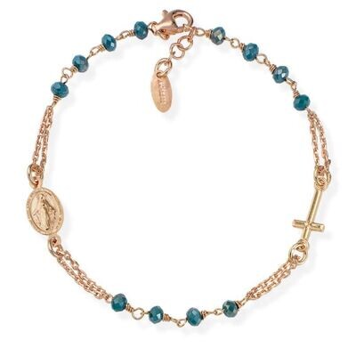 Bracciale Rosario E Cristalli Petrolio Rosè