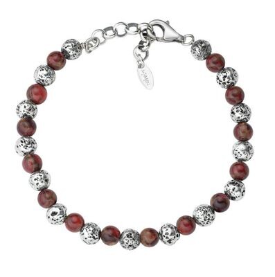 Bracciale Pietra Lavica E Occhio Di Tigre Rosso