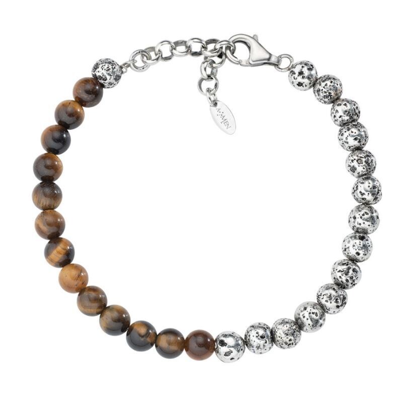 Bracciale Pietra Lavica E Occhio Di Tigre