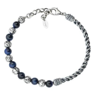 Bracciale Pietra Lavica E Occhio Di Tigre Blu