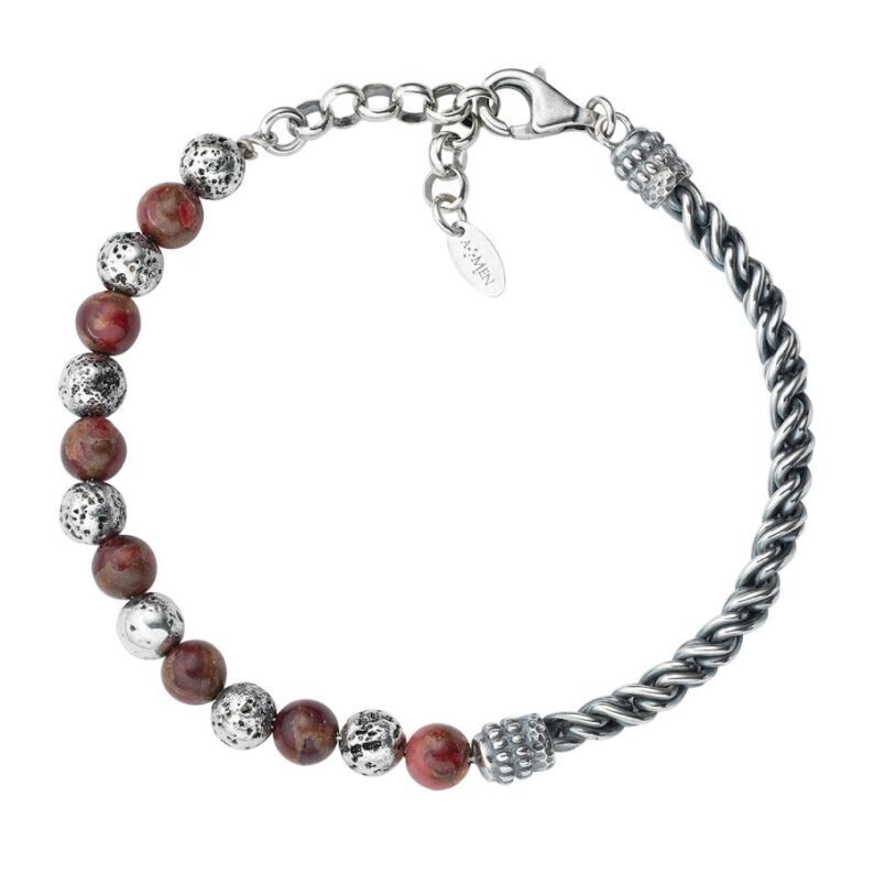 Bracciale Pietra Lavica E Occhio Di Tigre Rosso
