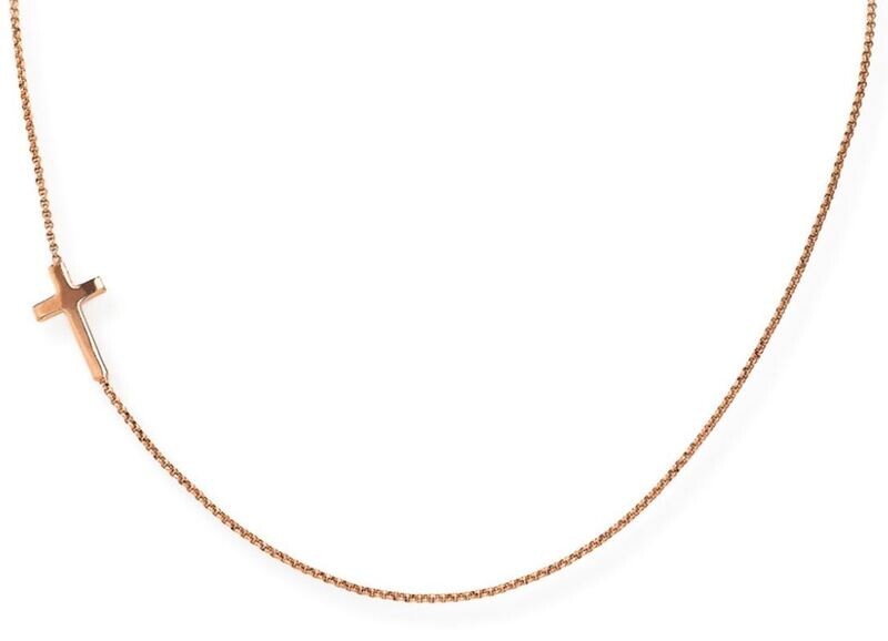 Collana Croce Laterale Rosè