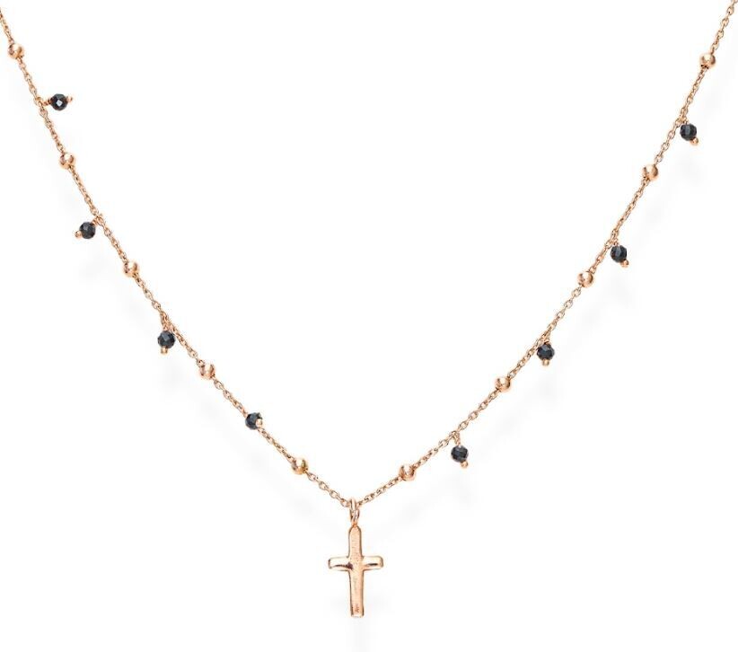 Collana Croce Rosè E Charm Zirconi