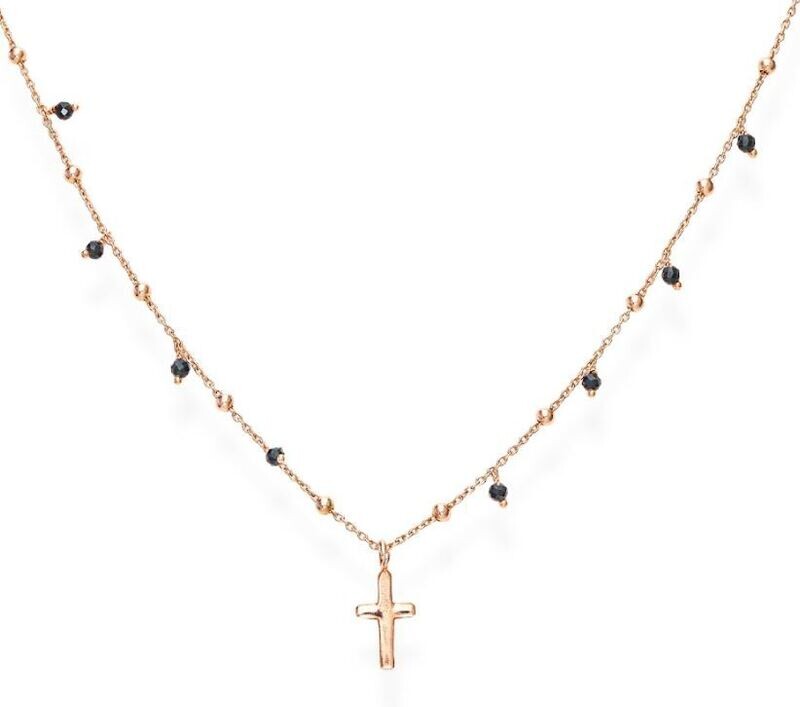 Collana Croce Rosè E Charm Zirconi