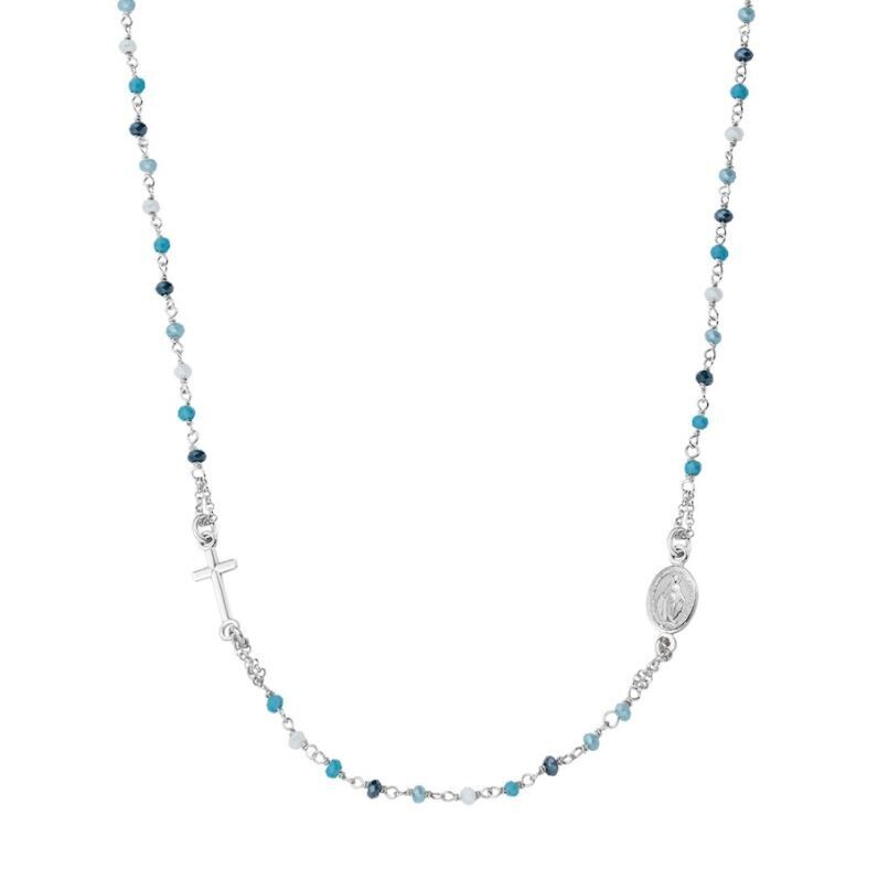 Collana Cristalli Blu E Perla