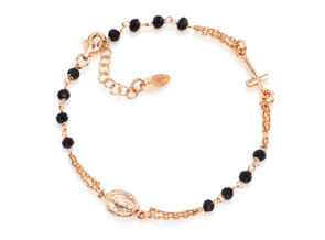 Bracciale Rosario E Cristalli Neri Rosè