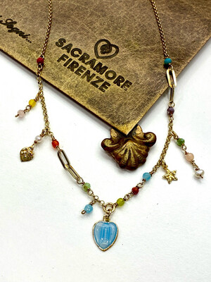 Collana charms e cuore smaltato